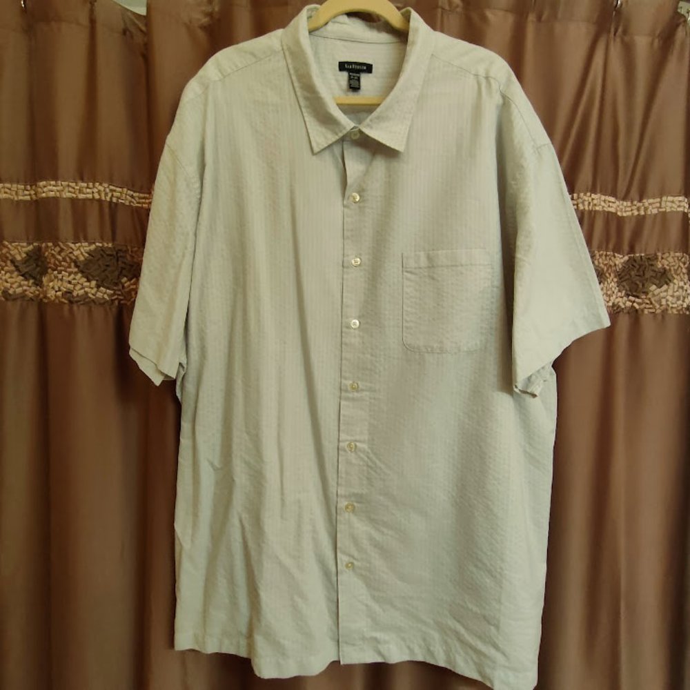 Van Heusen Men’s Short Sleeve Shirt, Dress/Casual, Light Green, Sz 4XL